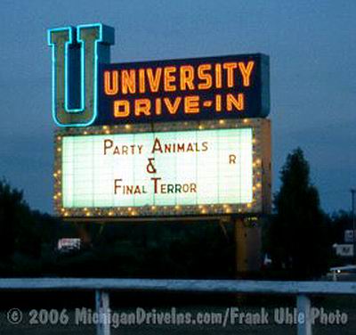 University Drive-In Theatre - Marquee 1984 Courtesy Frank Uhle (newer photo)